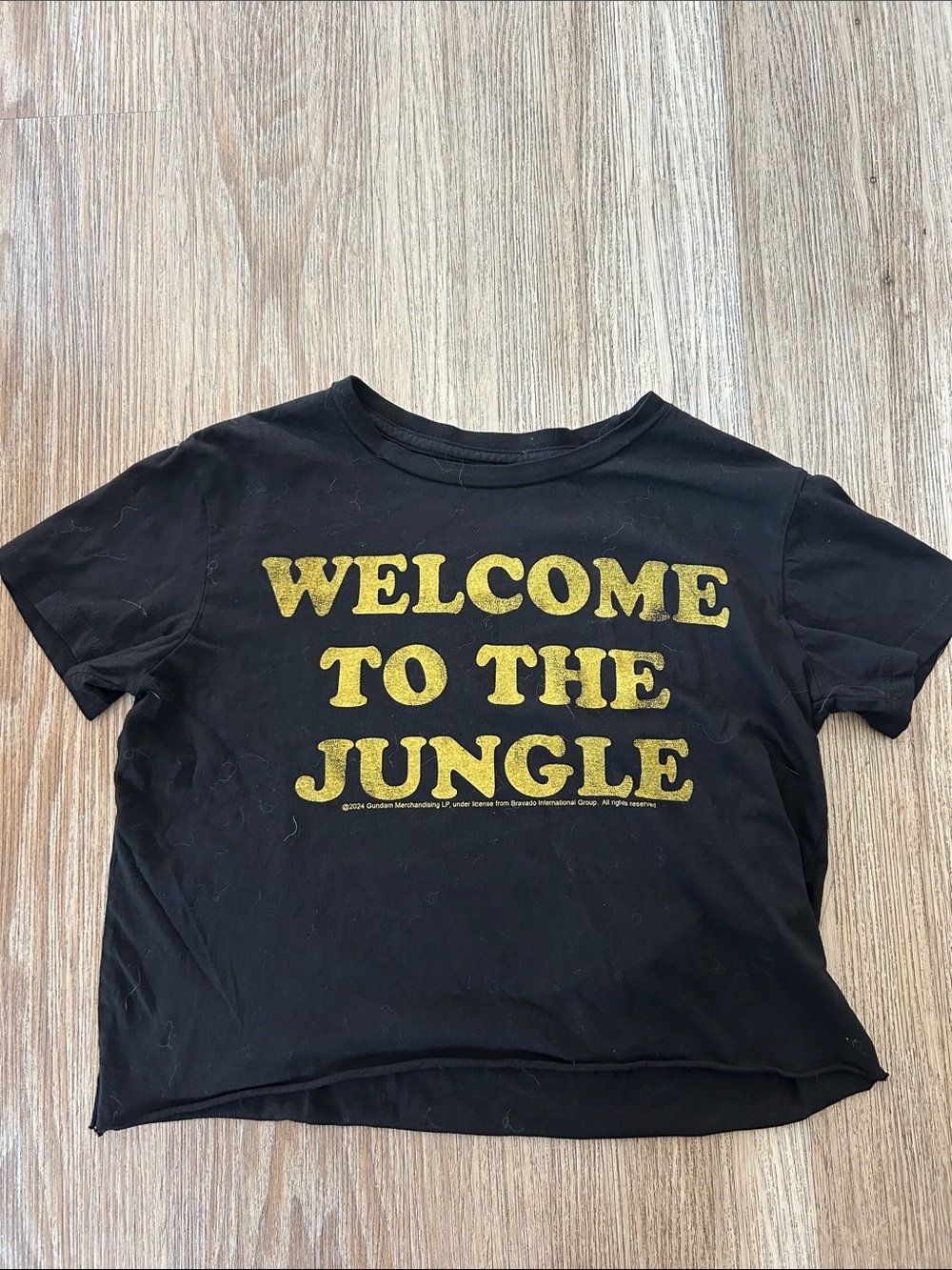 Rowdy Sprout Black Tee with Gold 'Welcome to the Jungle' Print